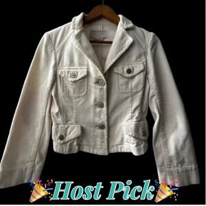 Cream Corduroy BCBGMAXAZRIA JEAN Size XS Semi Crop Jacket Elbow Patches Y2K